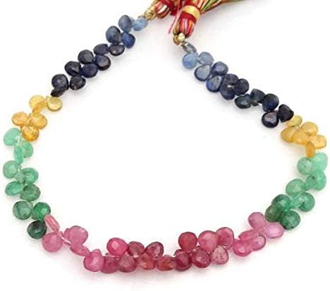 13 inch natural beads strand of 5x5-6x6mm faceted heart ruby, emerald, sapphire gemstone beads for DIY jewelry - necklace, bracelet, earring, ring.