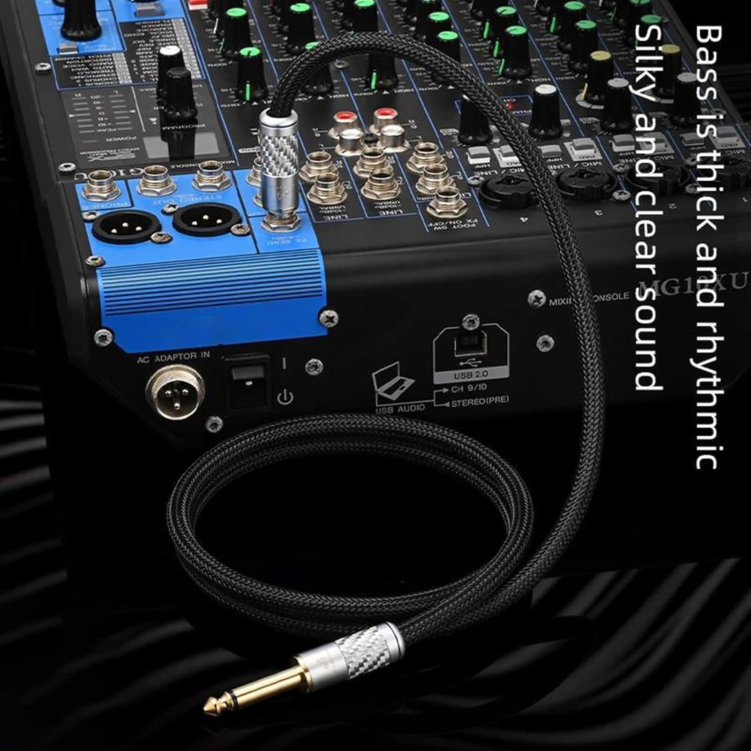 Guitar Audio Cable 6.35mm Aux Guitar Cable Gold Plated Mono 6.35 TS Male to 6.35 TS Male Guitar Amplifier Cable(1m)