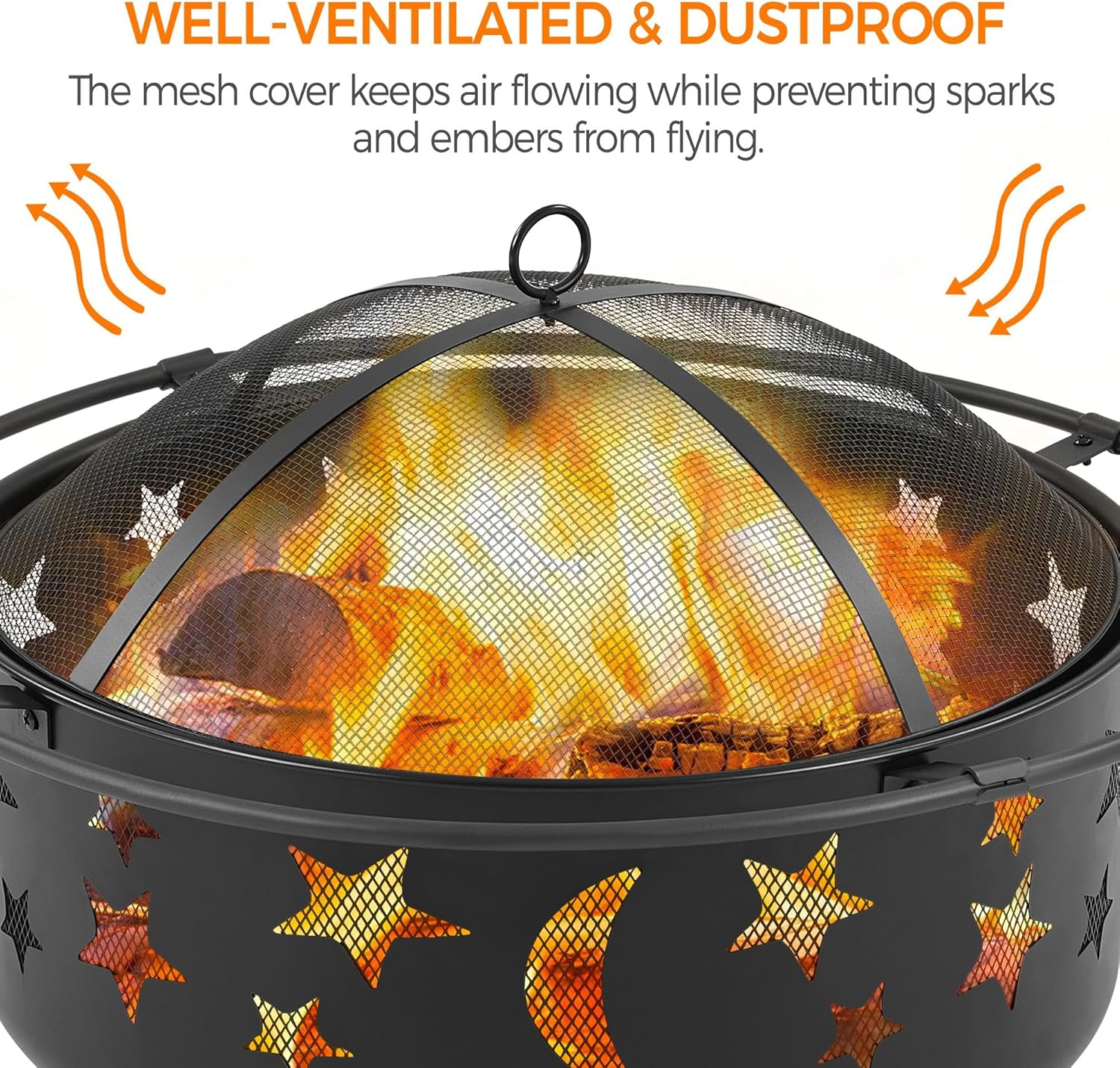 Yaheetech Fire Pit 30in Fire Pits for Outside Wood Burning Outdoor Fireplace with Spark Screen, Poker for Bonfire Patio Backyard Garden Picnic