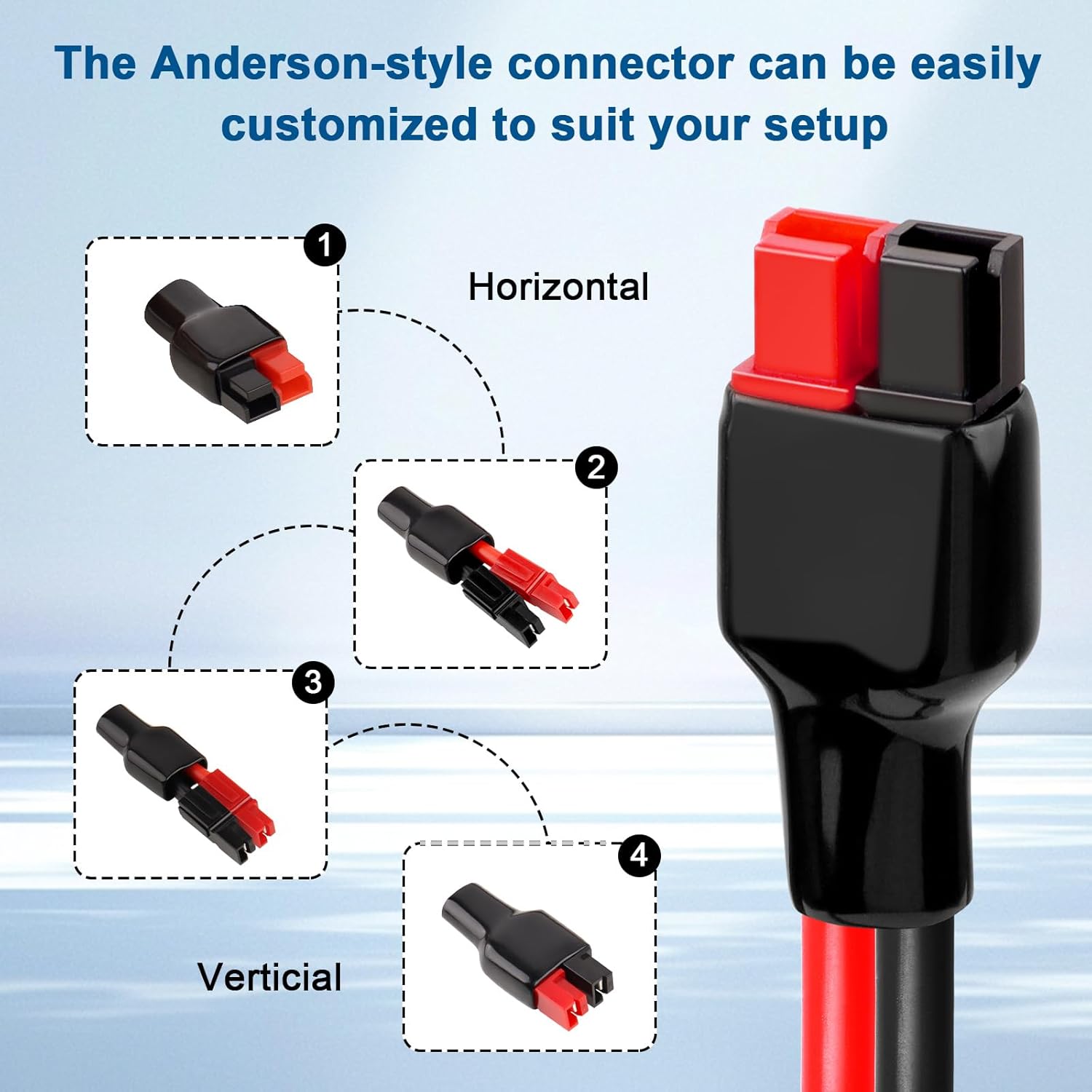XRDS -RF 10AWG Anderson-Style Extension Cable 50FT, Anderson-Style 30A Connectors, Tinned Copper with PVC Jacket, Power Connect/Disconnect for Solar Panels, RVs, and Battery Systems