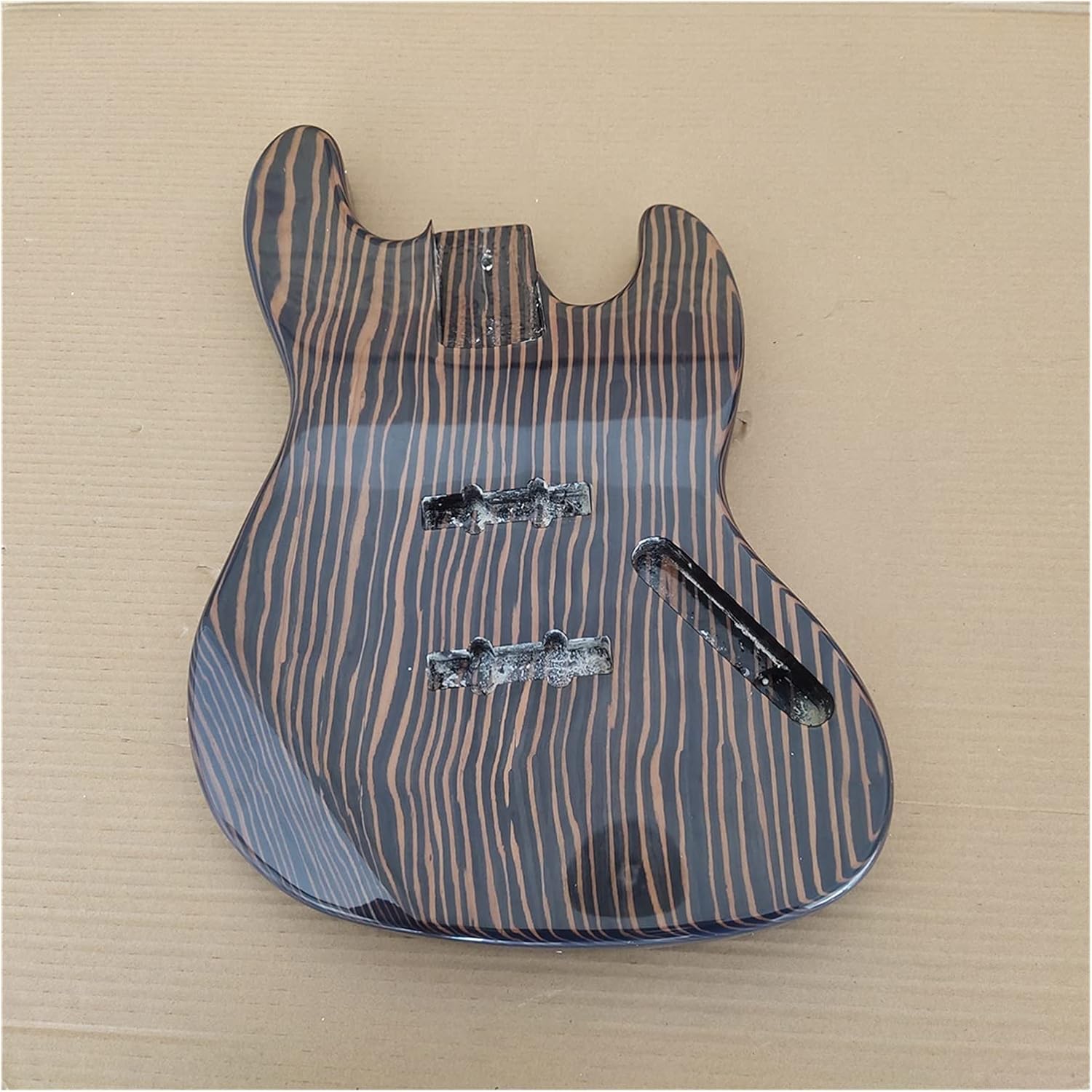 Unfinished Guitar Kit Finished Zebra Pattern Wood Bass Guitar Body Gloss Handmade ​Guitar Body