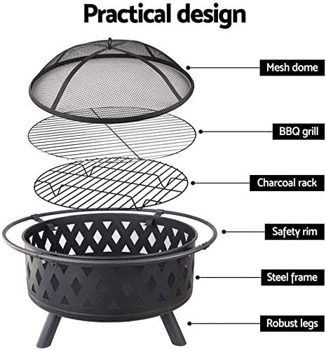 Fire Pits Outdoor Wood Burning Fire Pit Large Steel Patio Fireplace Cutouts Pattern