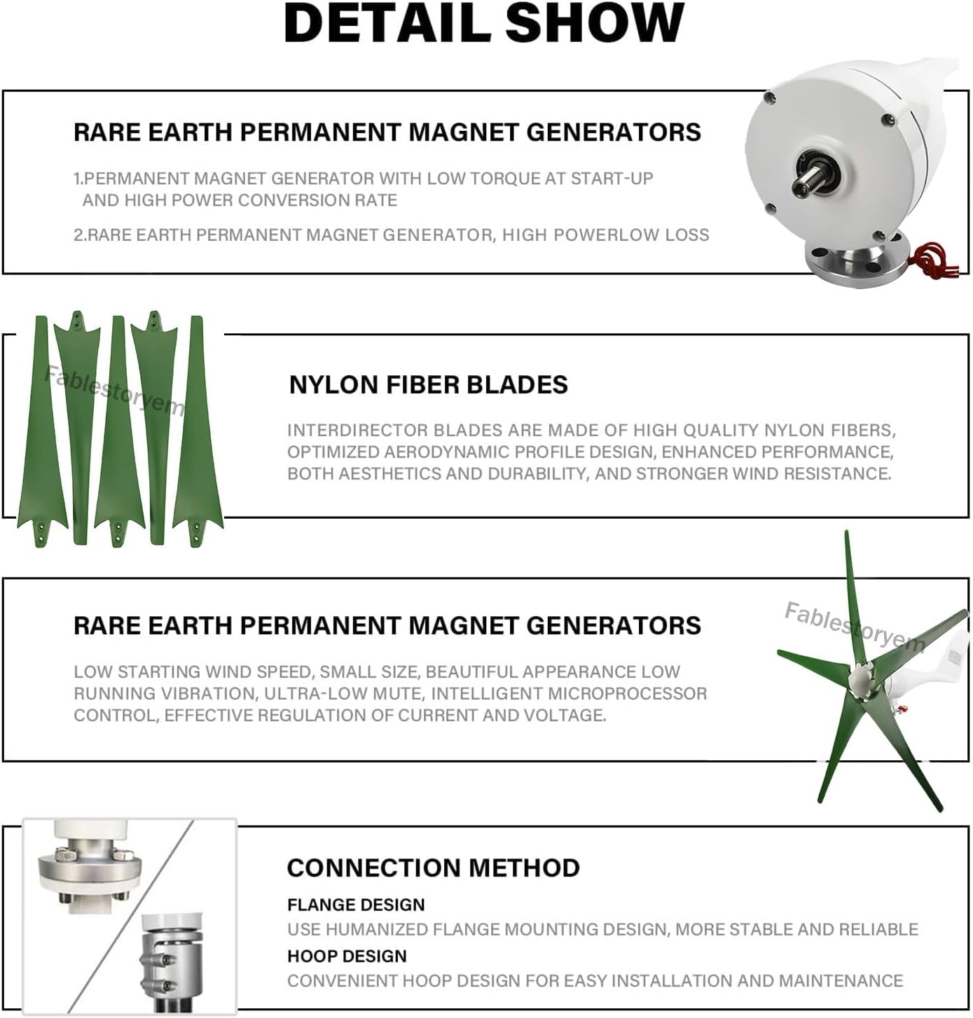 12000W Wind Power Turbine Generator, 12V/24V/48V DC Windmill Power Generator Kit, 5Blade Automatically Adjust The Windward, 3 Phase AC Permanent Magnet Generator Kit with Controller,Green24V