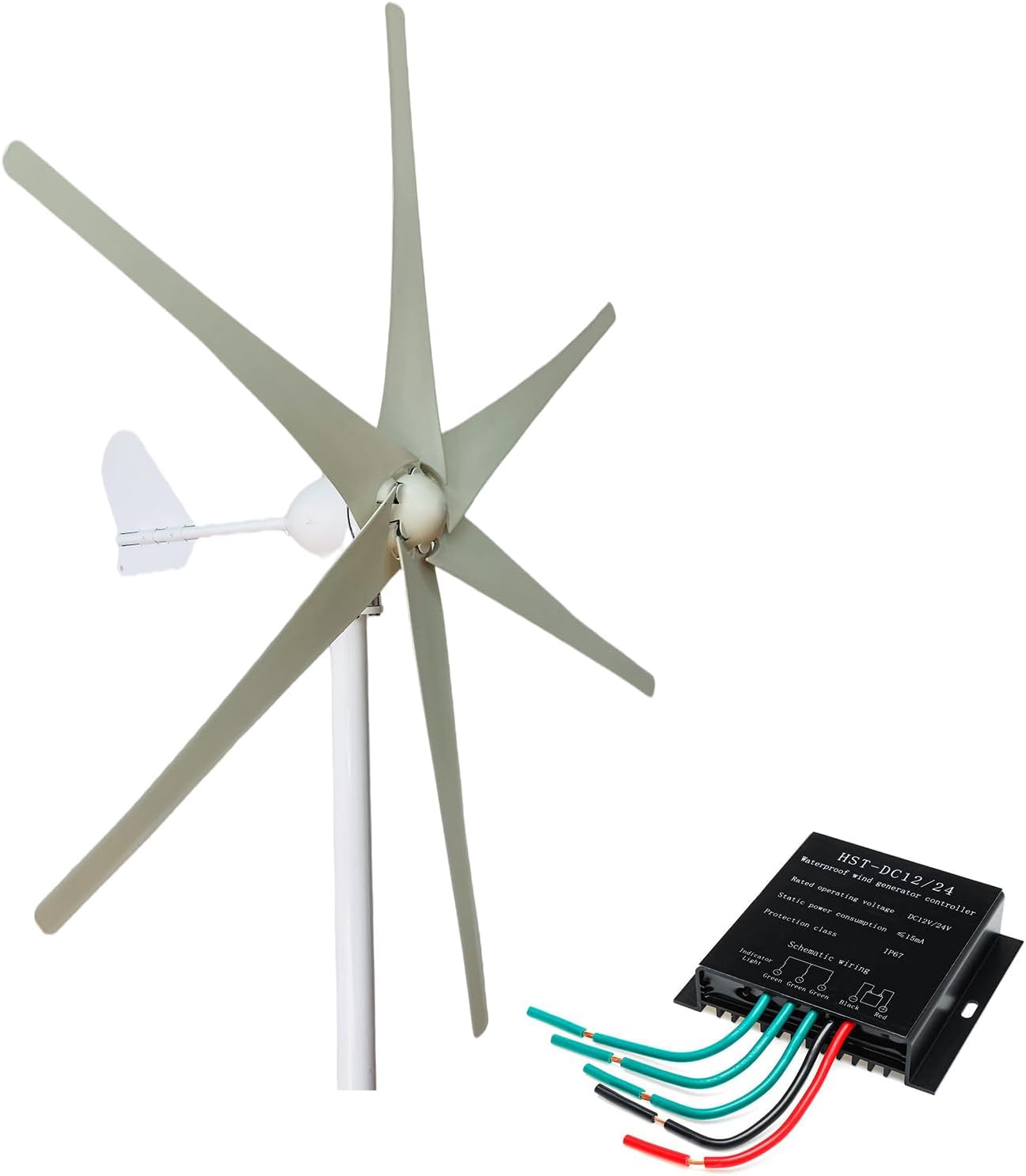 500W-800W 6 Blade Wind Controller Turbine Generator Kit, 48V/220V Wind Turbines Horizontal Home Powers Windmill Energy Turbines Charge(No Noise)