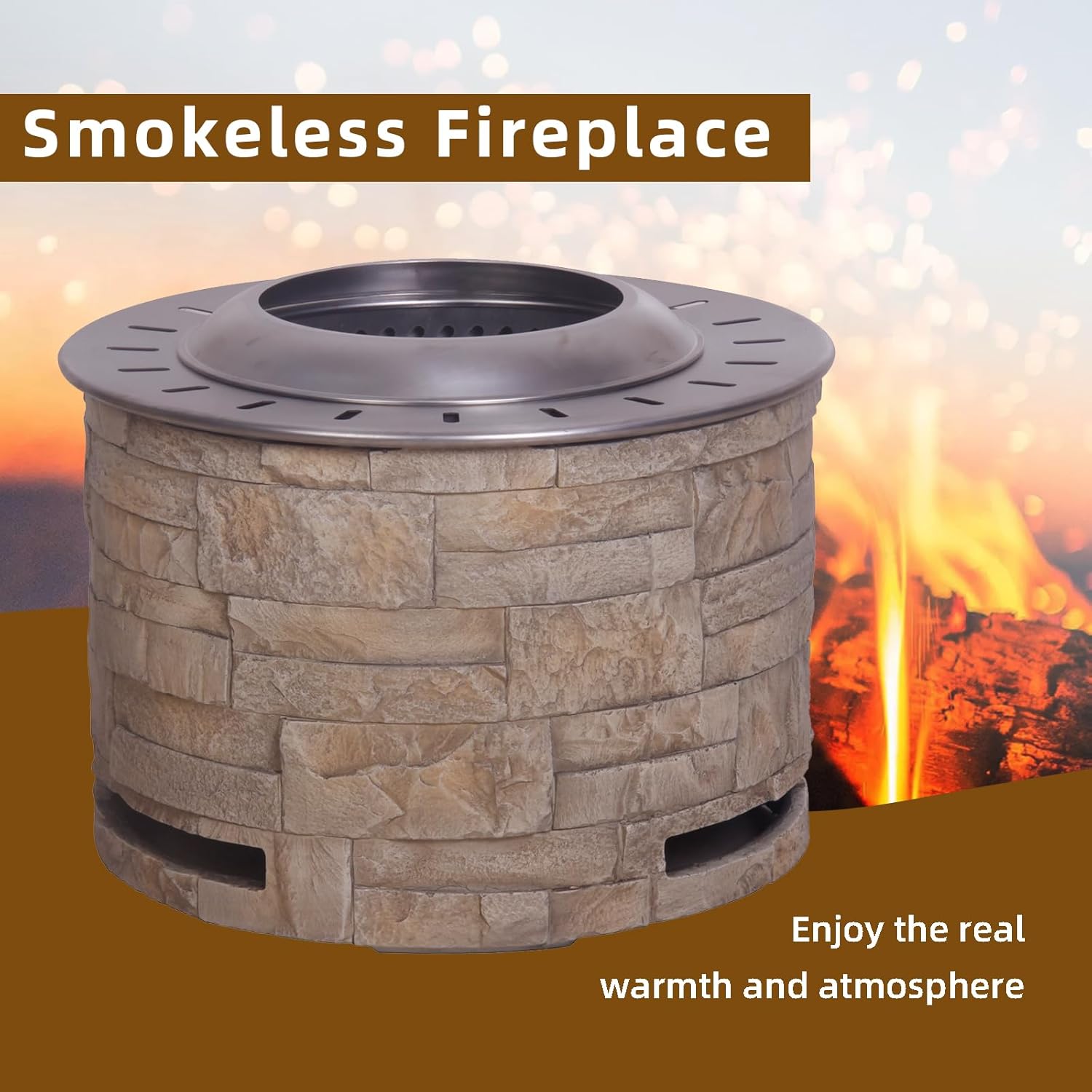 Stackstone Look Smokeless Firepit with Wood Pellet,Twig,Wood As The Fuel