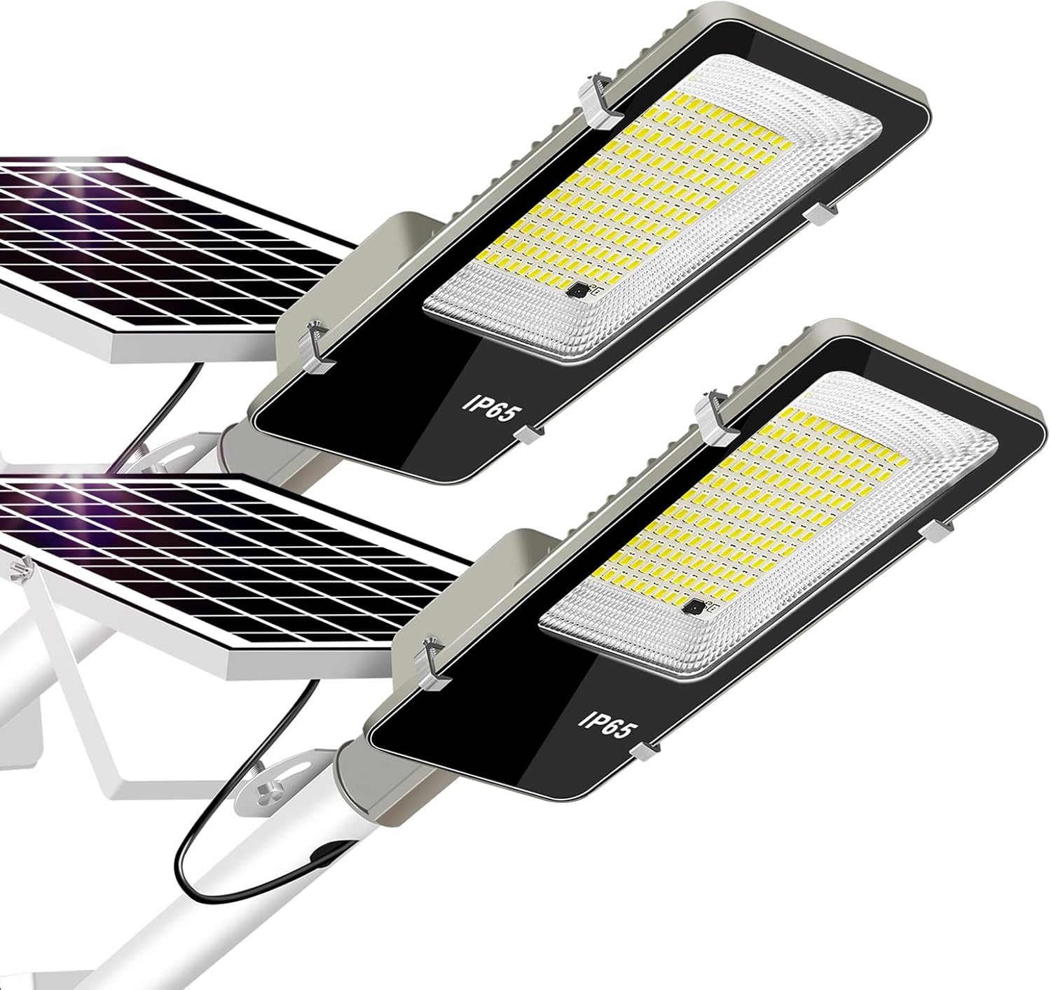 Solar Lights Outdoor Waterproof IP65: 2 Pack 10000mAH Solar Street Light, Dusk to Dawn Outdoor Solar Lights for Yard, Basketball Court, Parking Lot Lights Commercial with Remote Control