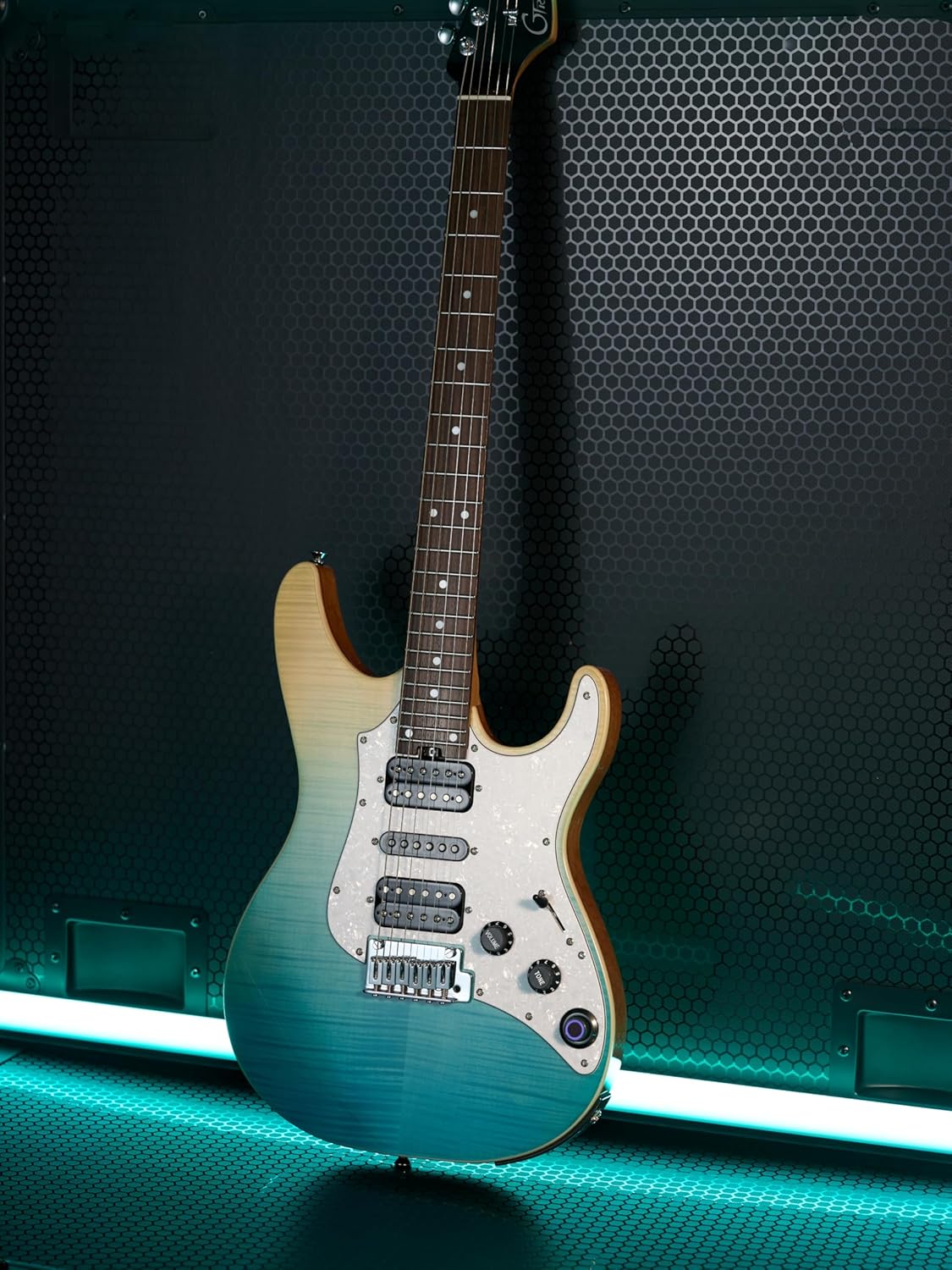 GTRS SL810 Smart Electric Guitar Kit with Stero Output，Effects System, HHS Pickup, Loop Drum Machine, 12 Hours Battery Life, Rosewood Fretboard(blue)