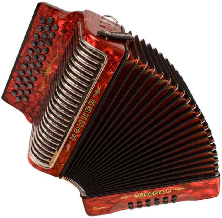 Hohner Corona Xtreme II Accordion, 34 Button, EAD, Pearl Red