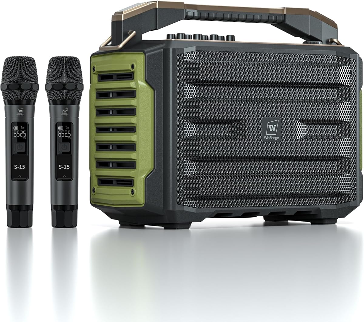 WinBridge K600 200W Portable Bluetooth Party Speaker with 2 Wireless Microphones - IPX4 Waterproof, Karaoke Machine, PA System for Outdoor/Indoor, Big Bass Pro Sound, Voice Amplifier for Teachers