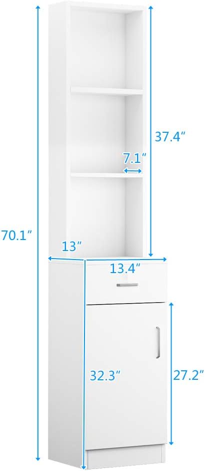 White Salon Cabinet, Beauty Salon Products, Tools Cabinet, Barber Salon Stations, Beauty Styling Equipment Organizer, Hair Salon Supply cabinet w/1 Storage Cabinet, Drawer & 3 Tier Shelf White