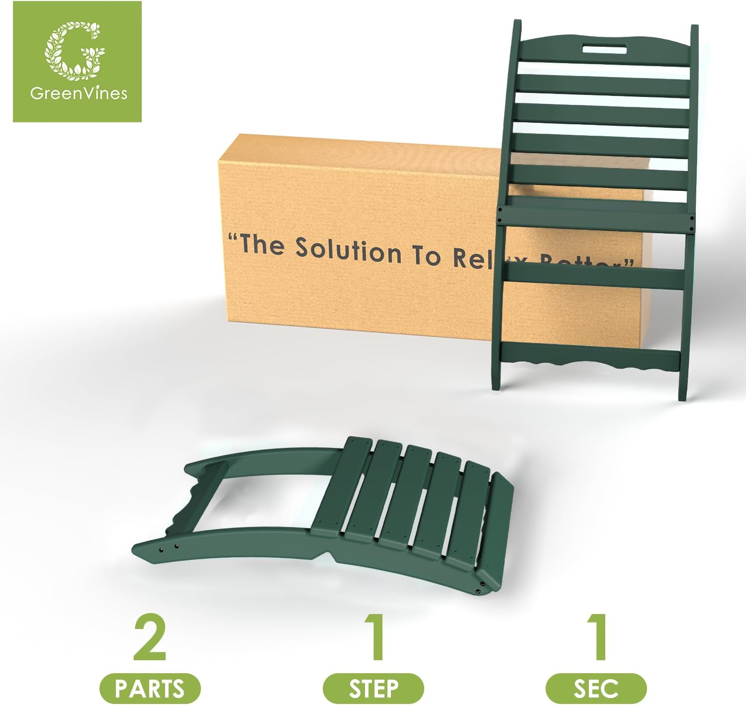 GREENVINES Folding-Xavier-Chairs Set of 2 | Wave | Portable Adirondack-Chair | HDPE Plastic | All Weather Fire-Pit Chair | Forest | for Beach Outdoor Deck Poolside Garden Patio Porch Fishing