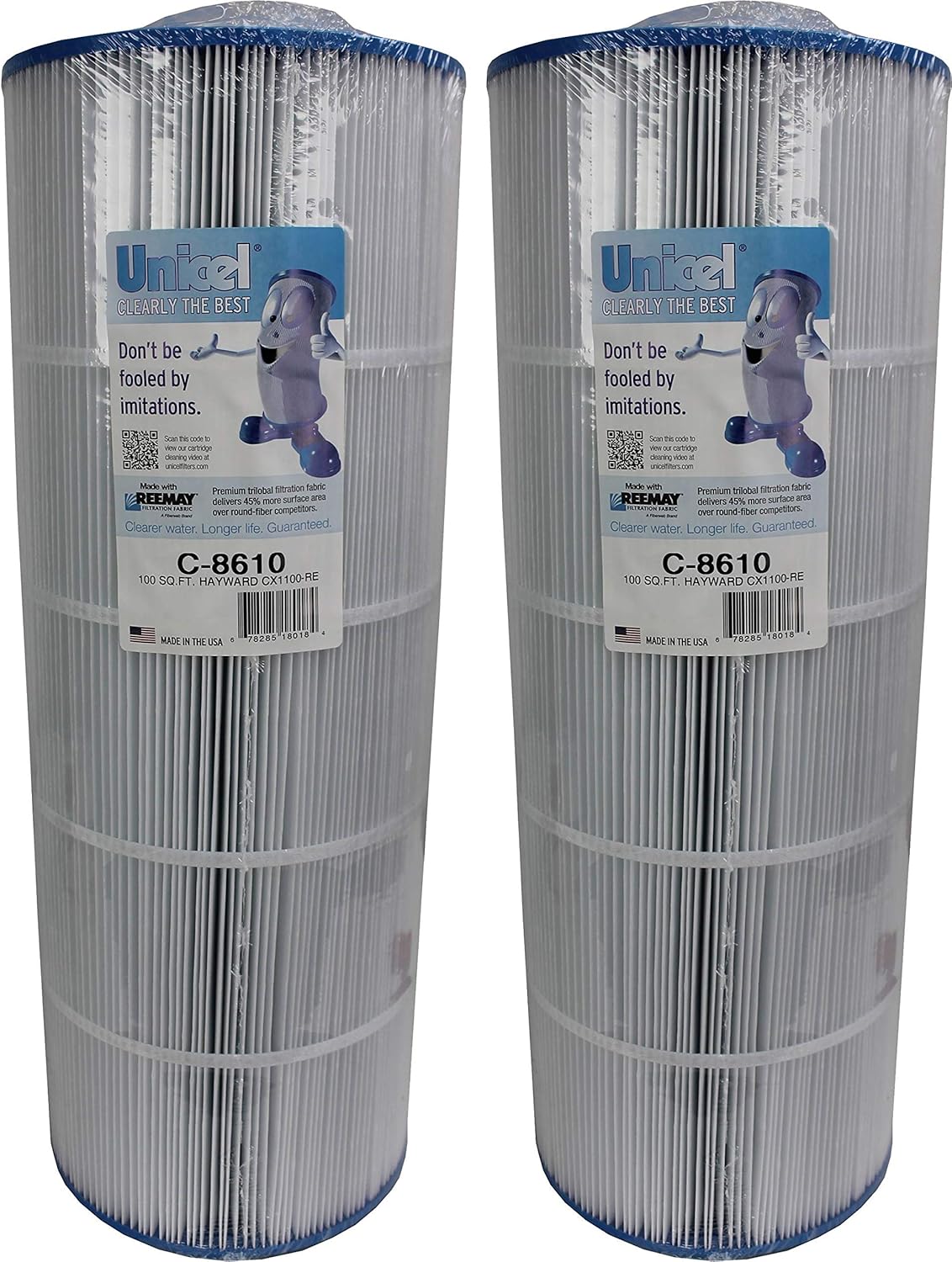 Unicel C-8610 100 Square Foot Media Replacement Pool Hot Tub Spa Filter Cartridge with 153 Pleats (2 Pack)
