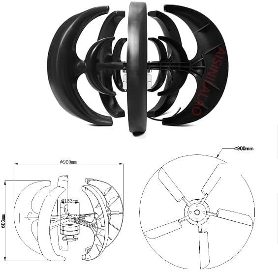 5000W 12V 24V Vertical Wind Turbine Generator Kit,with 5 Blades Wind Power Generator Kit with MPPT Controller for Windmill Generator System(White)