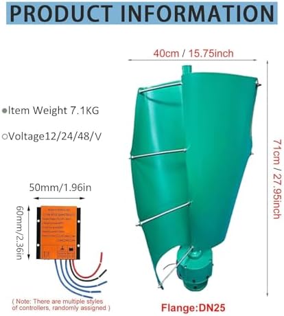 16000W Magnetic Levitation Wind Turbine Generator Kit - Vertical Windmill with MPPT Controller for Home, Street Lighting & Boat (Teal, 12V) - Efficient Renewable Energy Source