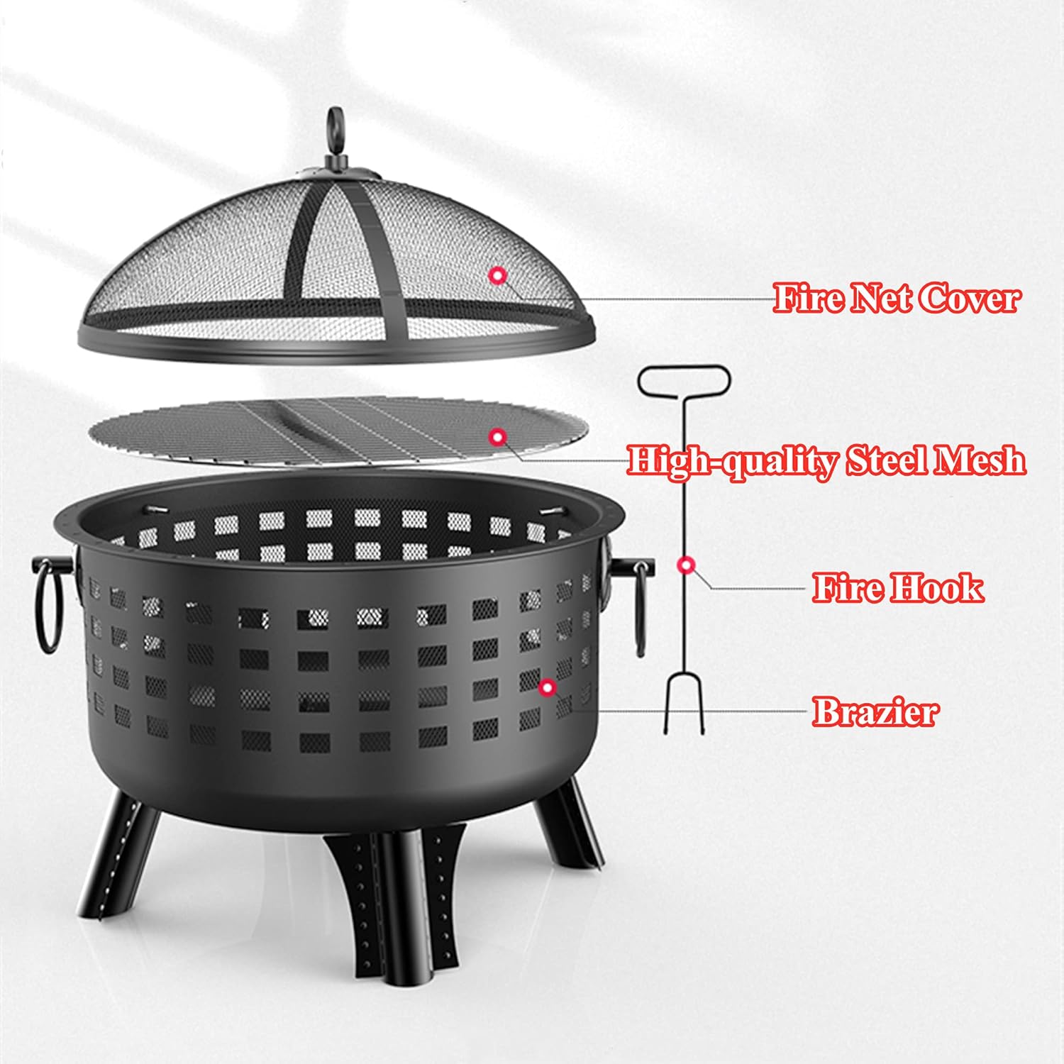 Multifunction Fire Pit & Bowl,Heating Campfire Barbecue Brazier,Outdoor Wood Burning Fire Pits