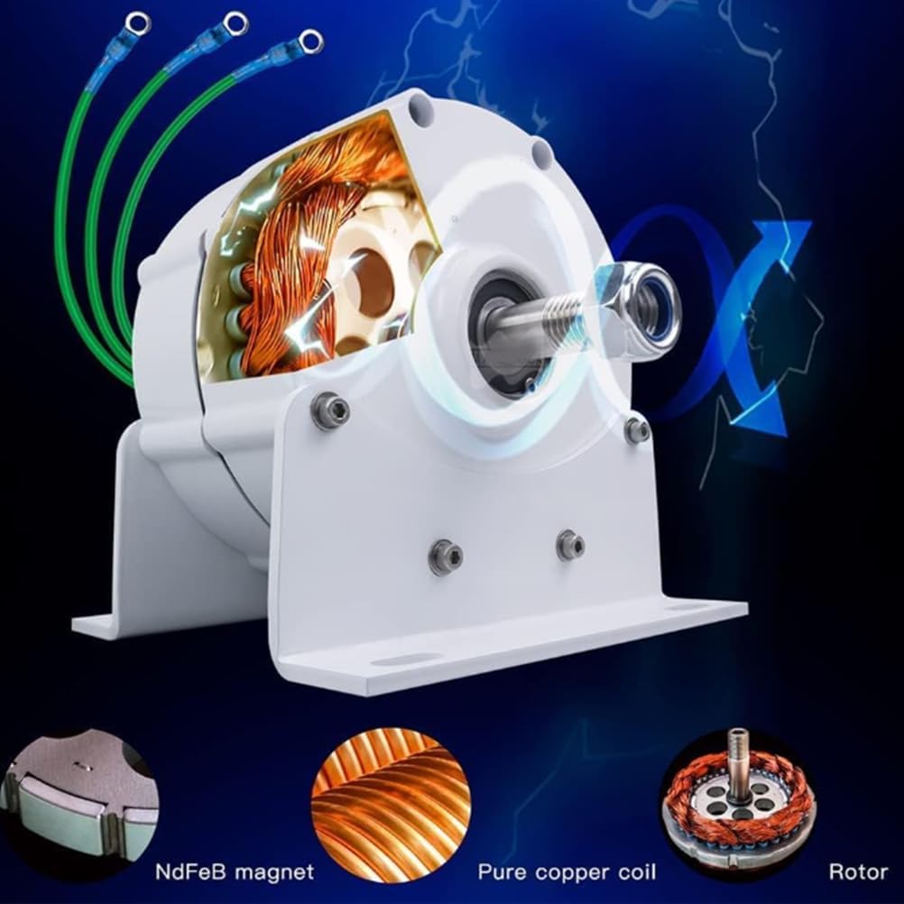 3 Phase Gearless Magnet AC Alternators,12V 24V 48V Low RPM Permanent Magnet Generator W/Controller Use for Wind Water Turbine (12000W)