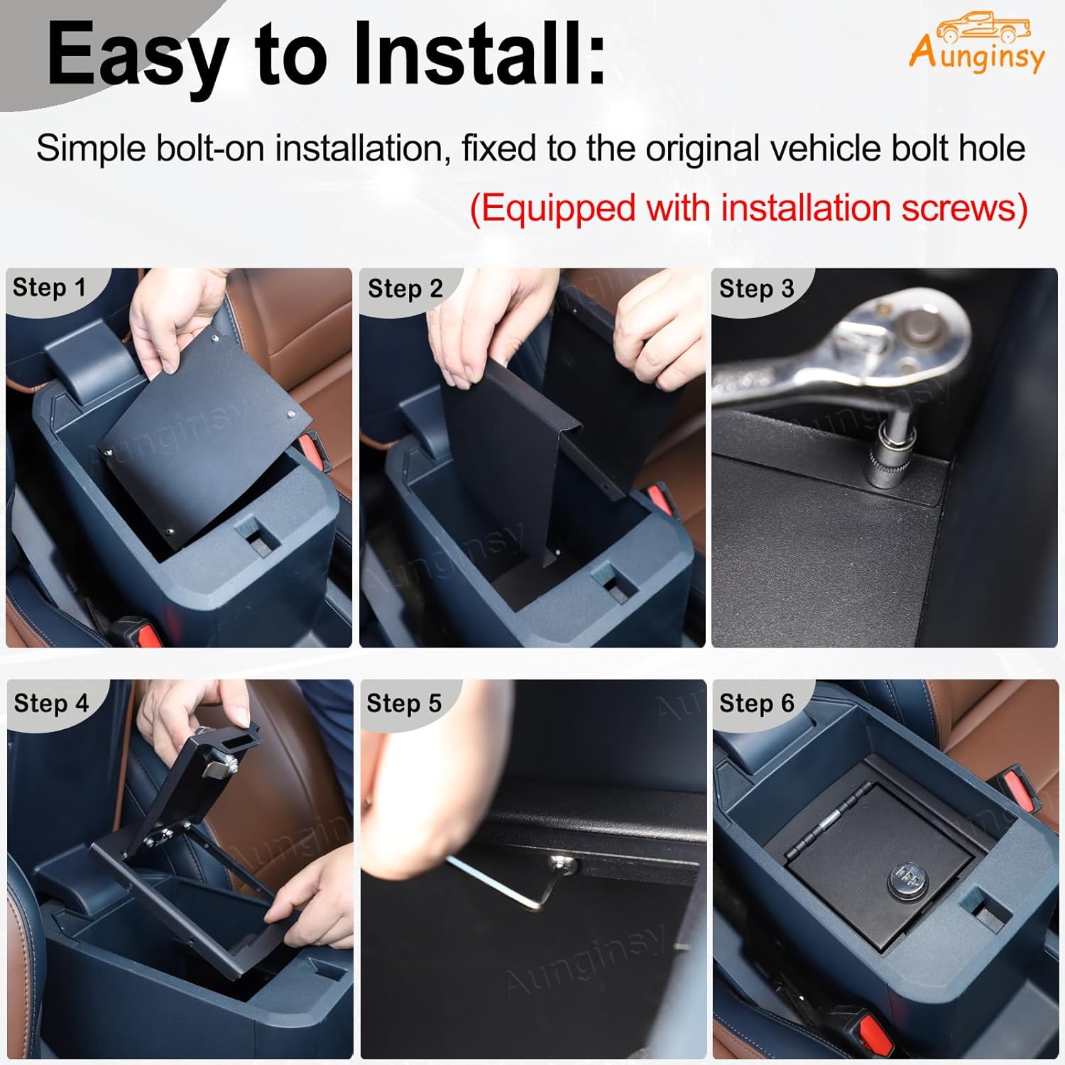 Car Center Console Lock Safe Box Armrest Storage Compatible with Ford Maverick 2022-2025 Center Console Lock Box Armrest Security Organizer Tray Vault with 3 Digit Combo Password Insert Accessories