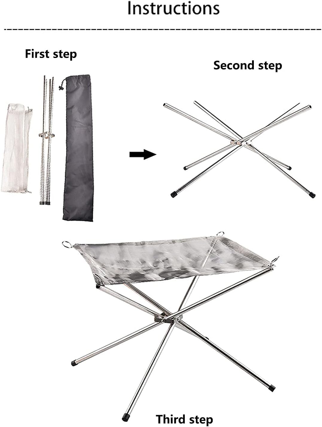 Portable Firepit Camping Stainless Steel Foldable Mesh Fireplace Picnic Bonfire Firepits Wood Burning Fire Pit