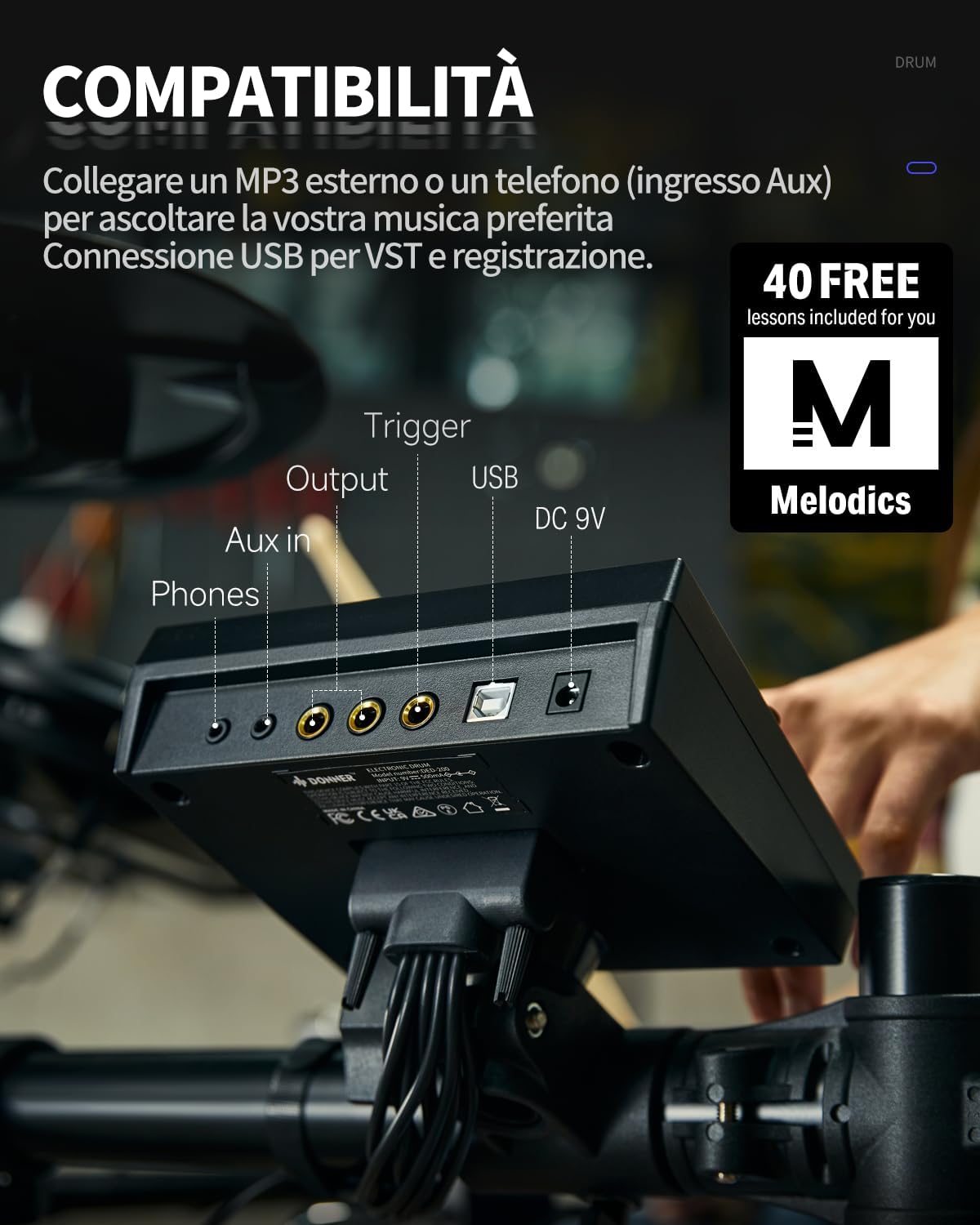 Donner DED-200X 4 Cymbals Electronic Drum Set And Electric Drum AMP 20-Watt