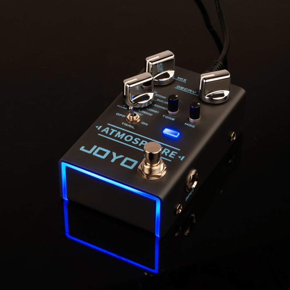 JOYO Atmosphere Digital Reverb Effect Pedal R-14 Bundle with Mono 6.35mm Guitar Pedal Amplifier Instrument Cable 15 Feet CM-12