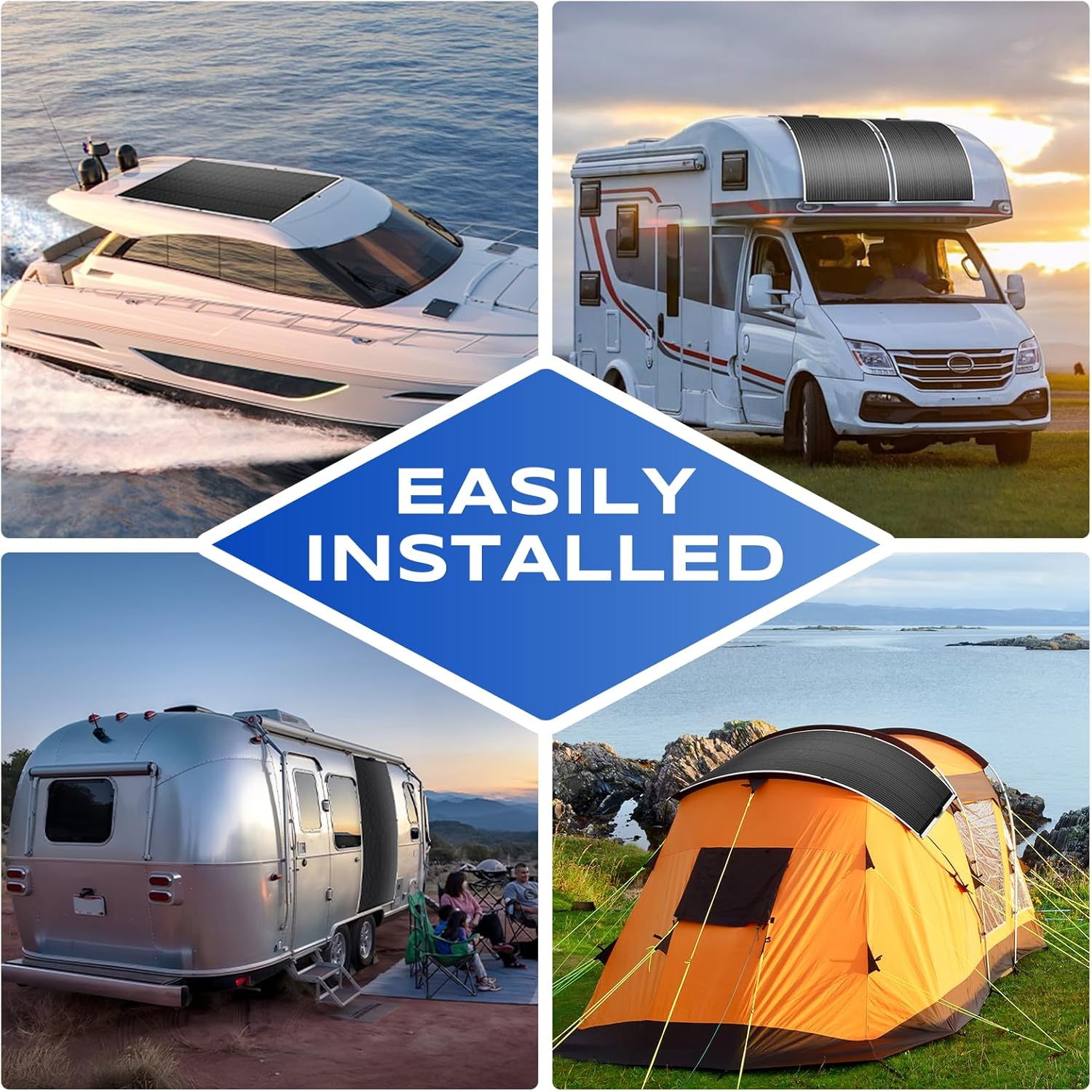 200 Watt Flexible Solar Panel 23% High Efficiency 12v Monocrystalline Lightweight Semi Flexible Bendable Off-Grid Charger for Rv Boat Uneven Surfaces (200w*6)