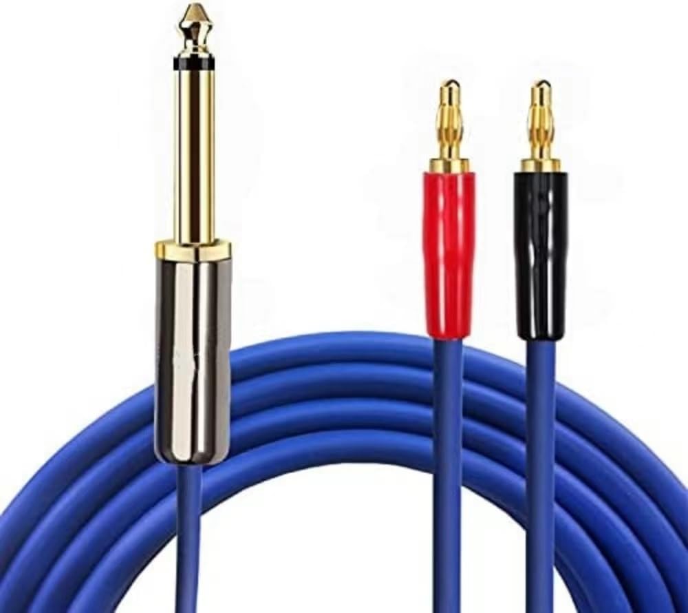 Active Speaker Cable Mono 6.35mm Turn Double Banana Shovel for Amp Mixer 1/4 