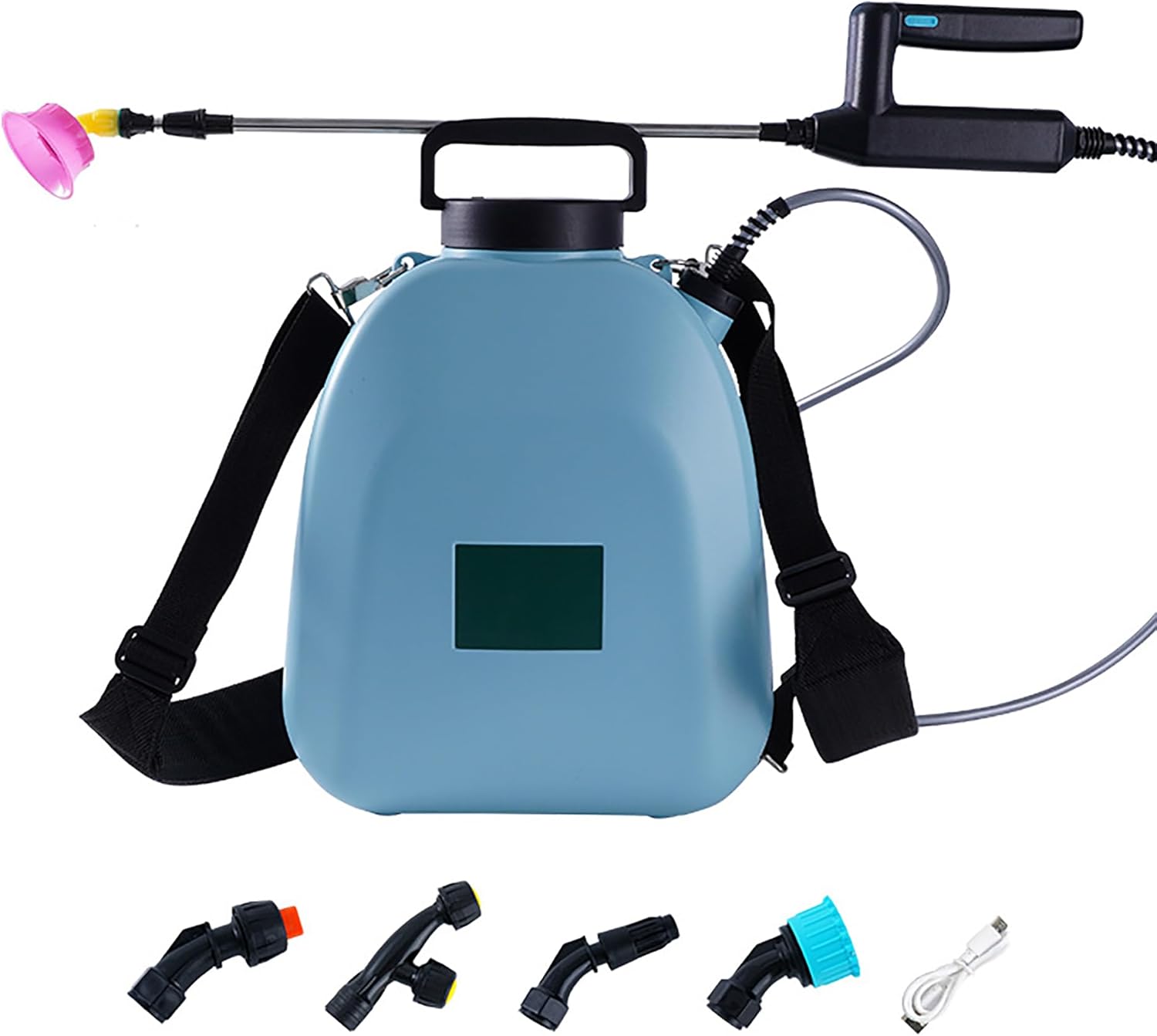 Battery-Powered Backpack Sprayer, 12l Large-Capacity Electric Sprayer, 4 Nozzles with Adjustable Telescopic Pole, Garden Lawn Spraying Equipment (Blue)