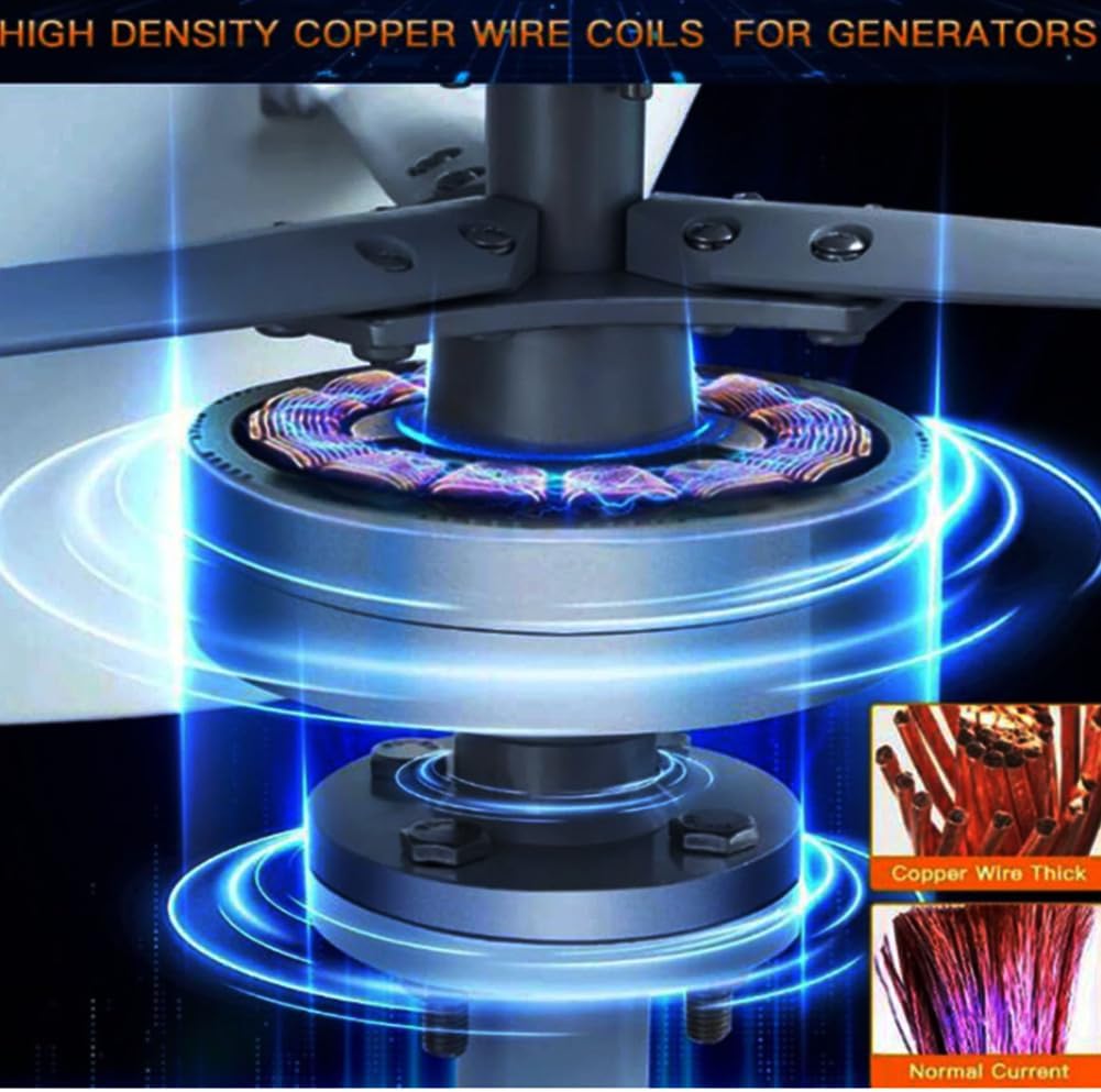 Vertical Axis Wind Turbine, 3 Blades Low Noise 12V/24V 48V 220V Generator Windmill Generate Turbin Complete Set for Family with Controller (8000W-White)