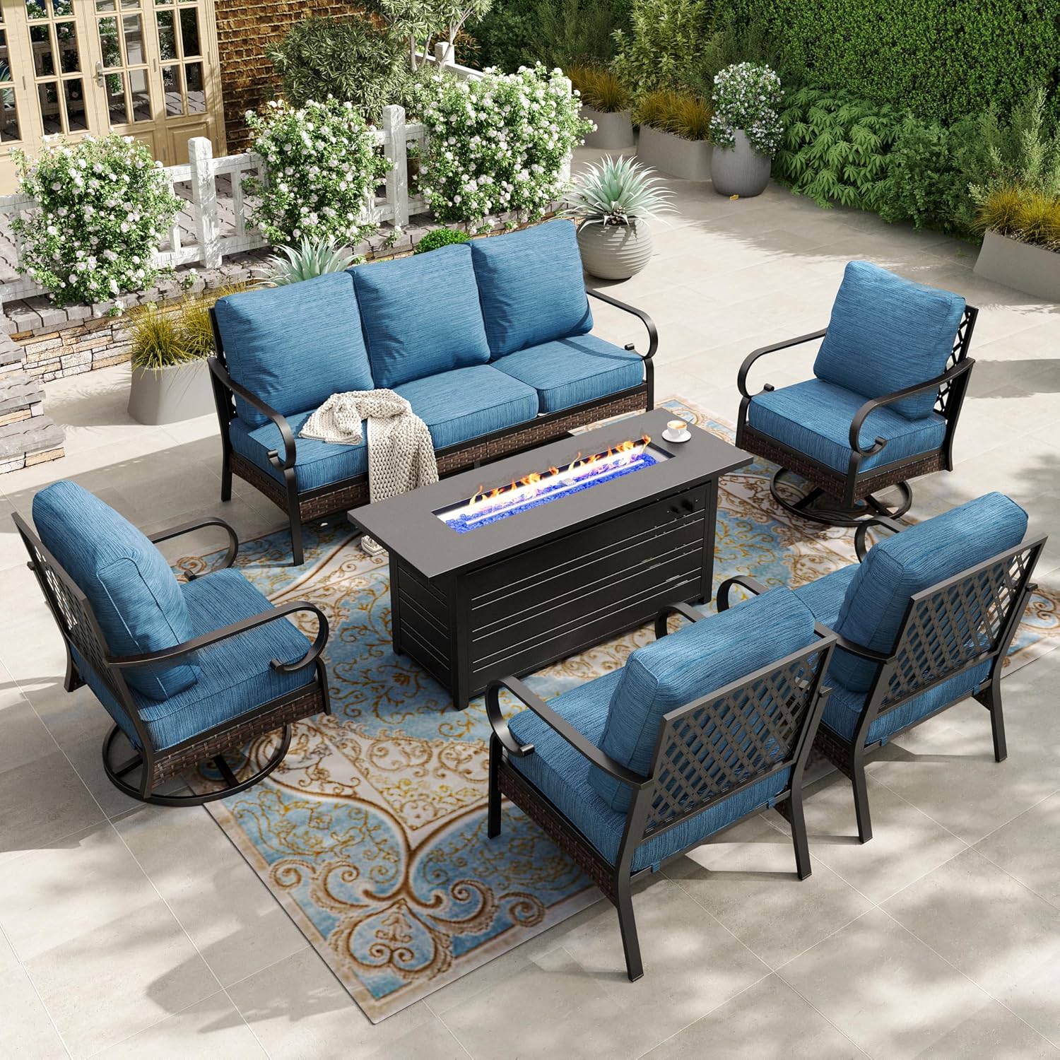 HERA'S HOUSE 6 Piece Metal Patio Furniture Set with 56