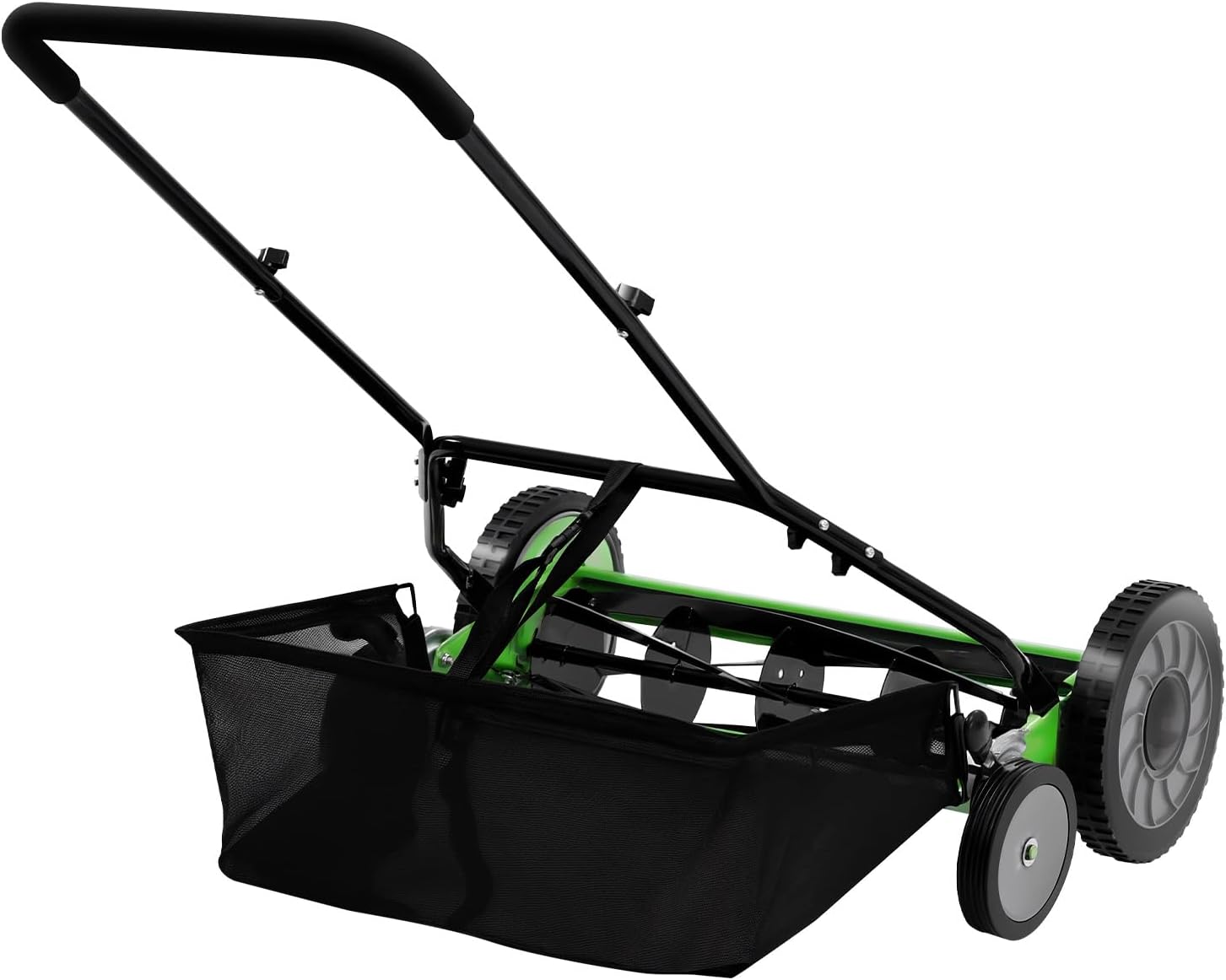 20in Manual Lawn Mower, 9 Gears 5 Blades Adjustable Height（1.33-2.51in） Reel Mower, Thickened Handle Non-Powered Lawn Mower with Grass Collection Bag,Leaf Sweeper for Lawn Push,500㎡Mowing Area (20