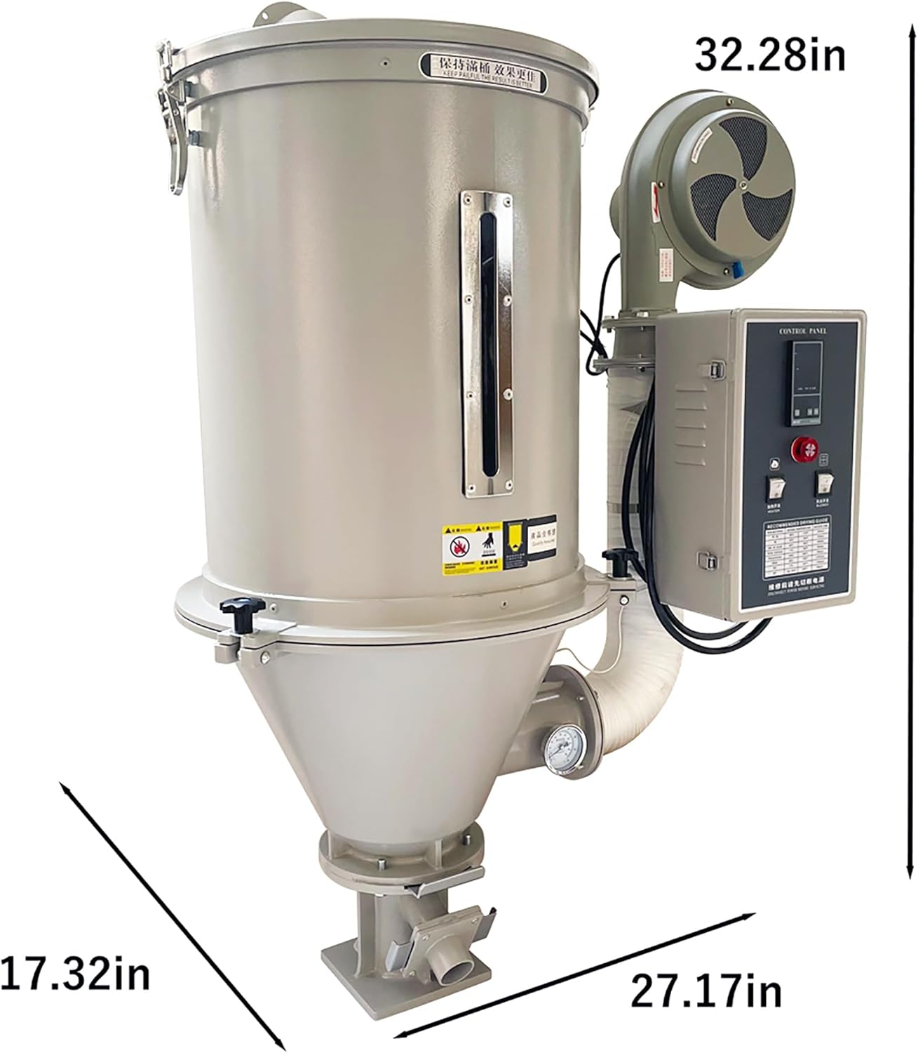 Plastic Pellet 15kg Drye Plastic Injection Molding Machine Industrial Hopper Type Dryer 2.7kw Hot Air Drying Machine for PP, PE, ABS, PVC