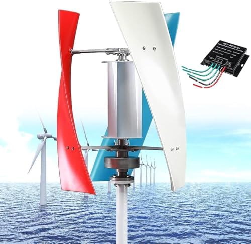 14000W Silent Vertical Wind Turbine Generator - 12V/24V/48V/110V/220V Magnetic Levitation with MPPT Controller for Home & Street Lighting - Red, 48V Model