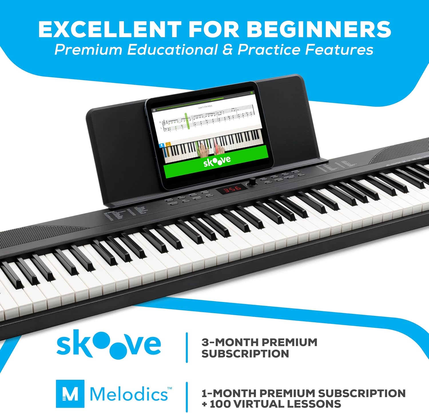 Alesis 88 Key Keyboard Piano with 480 Sounds, Speakers, USB MIDI, Carry-Bag, Stand, Headphones, Pedal and Piano Lessons for Beginners