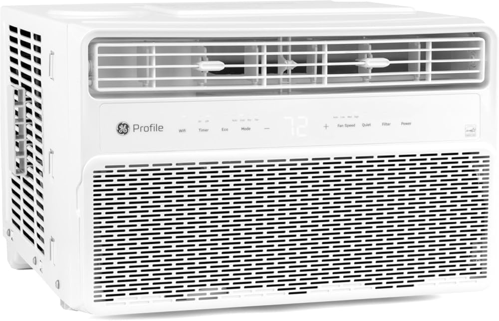 GE Profile Inverter Window Air Conditioner Unit 8,000 BTU with Energy Efficient AC Cooling up to 350 sq ft., Ultra Quiet, SMART Home Capable, Includes Remote and Install Kit, White