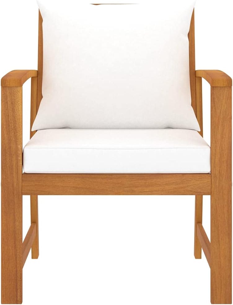 [We Ship â€‹Quickly] Garden Chairs 2 pcs with Cream Cushion, Wooden Outdoor Chair, Firepit Chairs, Single Armchair, for Camping Pool [We Ship â€‹Quickly] Beach Deck, Solid Acacia Wood