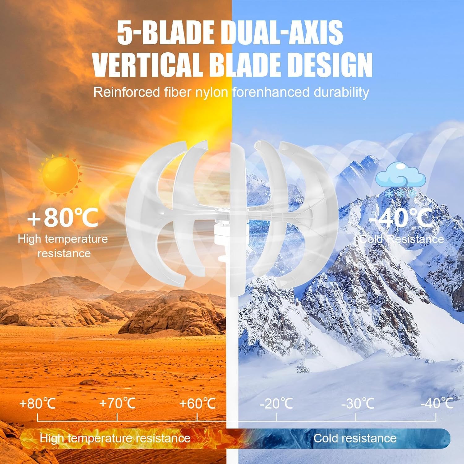 Vertical Wind Generator | 5 Leaves Wind Turbine Generator Kit - Wind Generators for Home Use, Small Wind Turbines, 360-Degree Wind Direction, Efficient Energy Solution