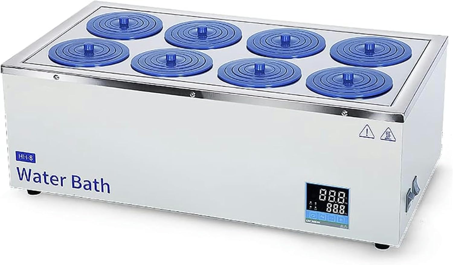 Digital Thermostatic Water Bath, 8 Holes, Stainless Steel Inner Tank, Digital Display, Water Bath, Laboratory Equipment, Rt to 100 °C, 0–999 Min Timer