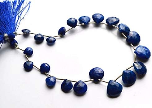 1 strand natural 9.5 inches natural,super rare blue sapphire faceted heart shape beads briolettes 8 to 13 mm