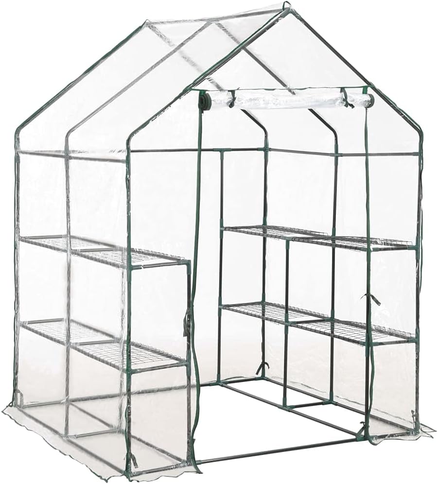 Greenhouse,Green House,Outdoor Gardening Plant Greenhouse with Zipper, with 8 Shelves,Suitable for backyards, Gardens 4.7'x4.7'x6.4'