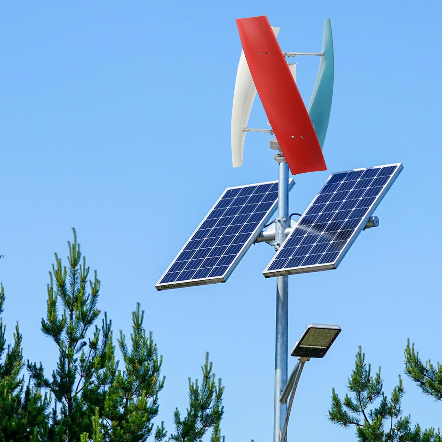 Vertical Wind Turbine, 24V 500W Wind Turbine Generator Kit, Wind Generator with Auxiliary Wind Wheel, Automatic Adjustment Wind Direction Turbines, Use for Terrace, Chalet, Boat (24, Volts)