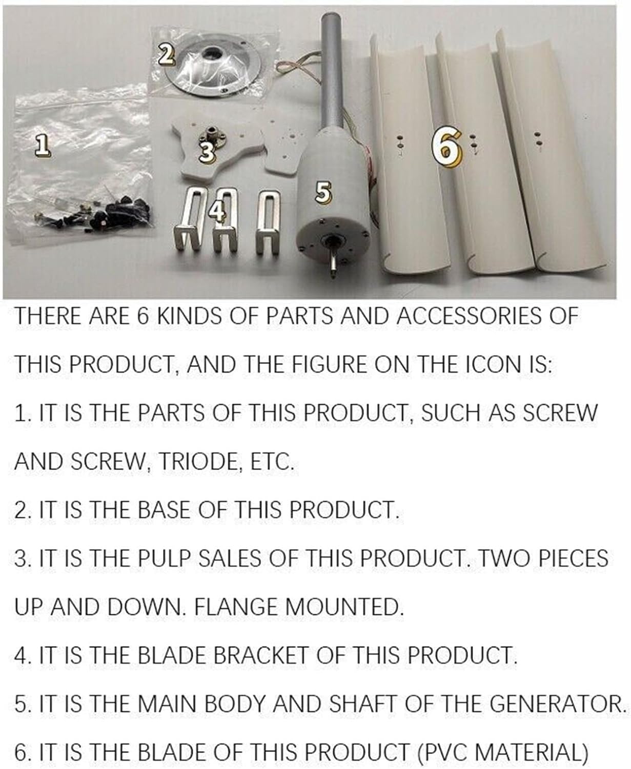 DIY Vertical Axis Wind Turbine Kit - 3-Blade PVC Windmill Model With 3-Phase PM Generator, LED Demo, Alloy Base