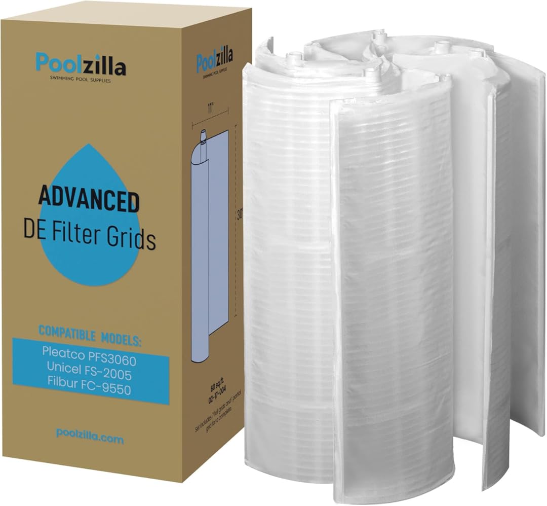 Poolzilla 60 Square Foot DE Grid Replacement - Compatible with Pleatco PFS3060, Unicel FS-2005, Filbur FC-9550-30'' High (7 Full, 1 Partial) Swimming Pool Filter Cartridges