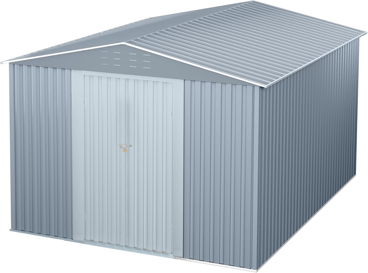 10x12 Ft Outdoor Storage Shed, Large Metal Storage Sheds with Updated Frame Structure and Lockable Doors, Garden Tool Shed for Backyard Patio Lawn, Grey