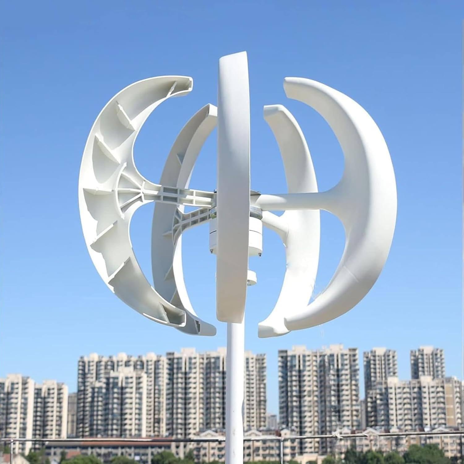 Wind Turbine Generator, Lantern Type 5-Blade Outdoor Windmill Power Kit with Adopt Wind Energy Power Generation Efficiency Intelligent Tracking Technology for Boat, Street Lighting