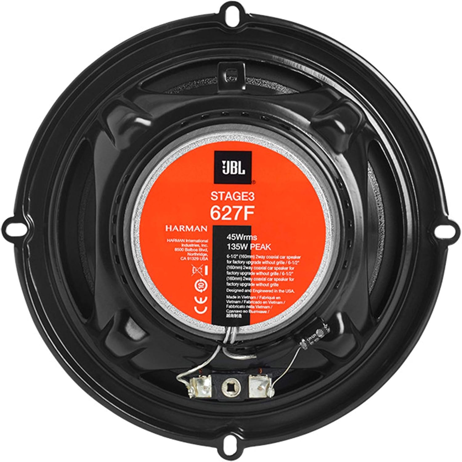 JBL Stage 3627F - 6.5” Two-way car audio speaker, No Grill, Black