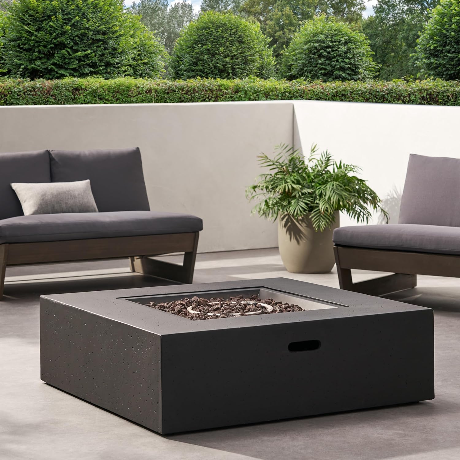 50,000 Btu Square Fire Table Tank Dark Grey Outdoor Propane Fire Pit for Patio, Deck, Living Room Modern Design with Durable Steel Construction (1 Doors)