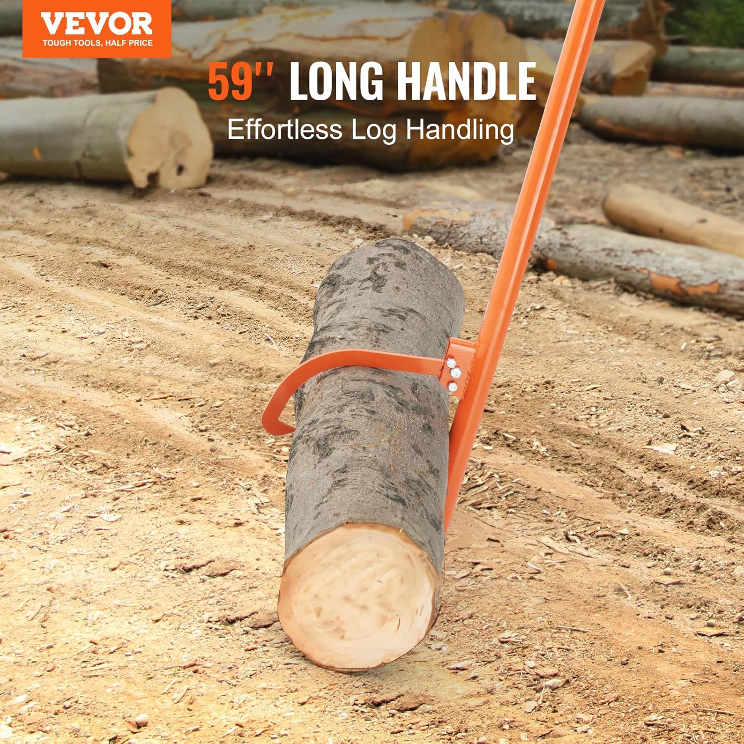 VEVOR 59'' Felled Cant Hook Logging Tool, Adjustable Heavy Duty Steel Log Roller, Log Lifter Timber Jack with Rubber Grip, Forestry Logging Tools for Lifting and Handling Logs up to 32