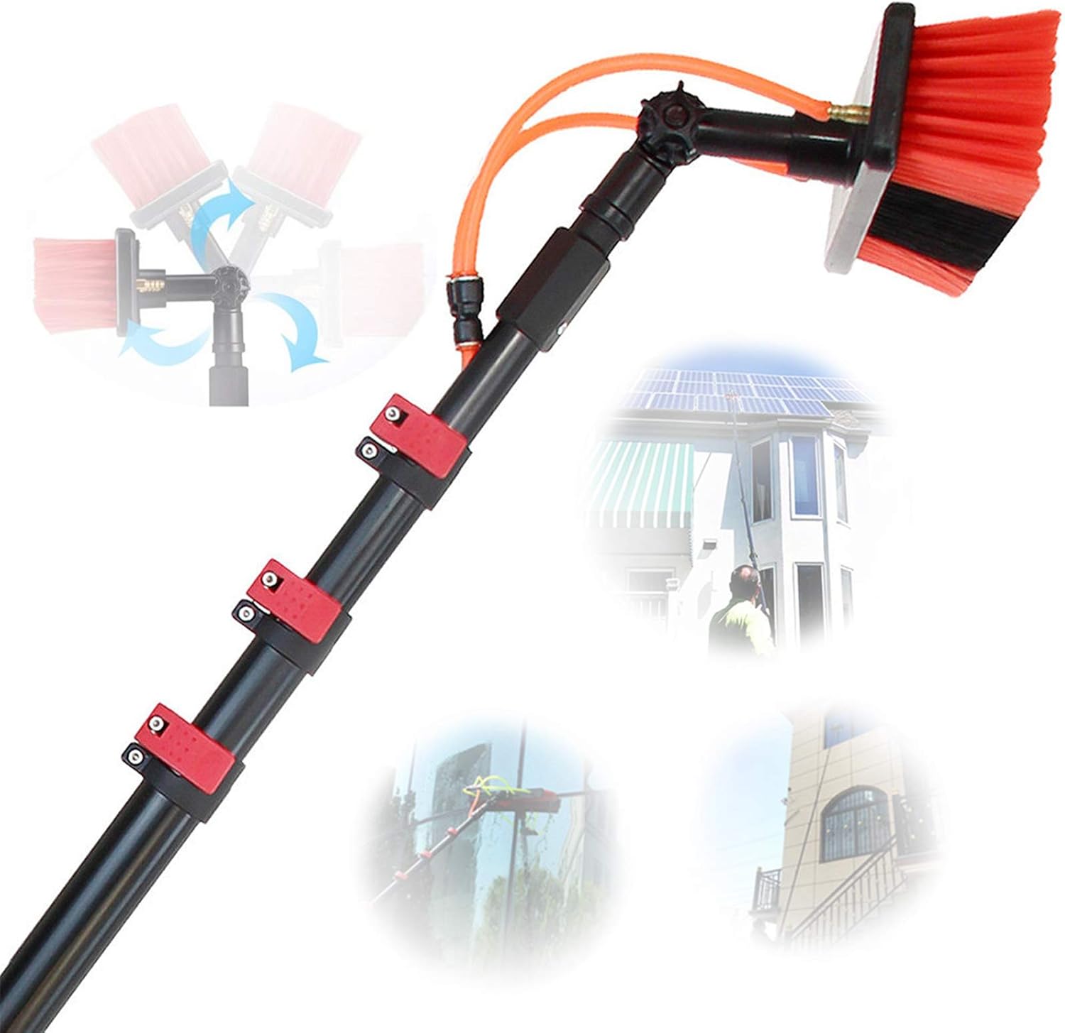 Water Fed Pole Kit, Solar Panel Cleaner, 3.6-11M Window and Solar Cleaning Pole Brush Window and Solar Panel Cleaning System Windows Cleaning & Washing Tool,24(12FT/3.6M