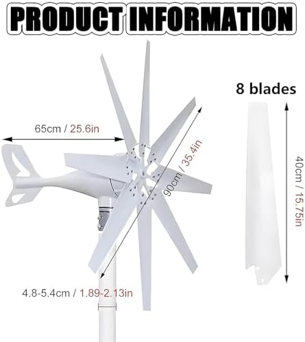 20000W Vertical Axis Wind Turbine Generator Kit, 12V/24V/48V, 8 Blades, Efficient Outdoor Power System for Home, RV, Marine - Eco-Friendly Windmill Solution