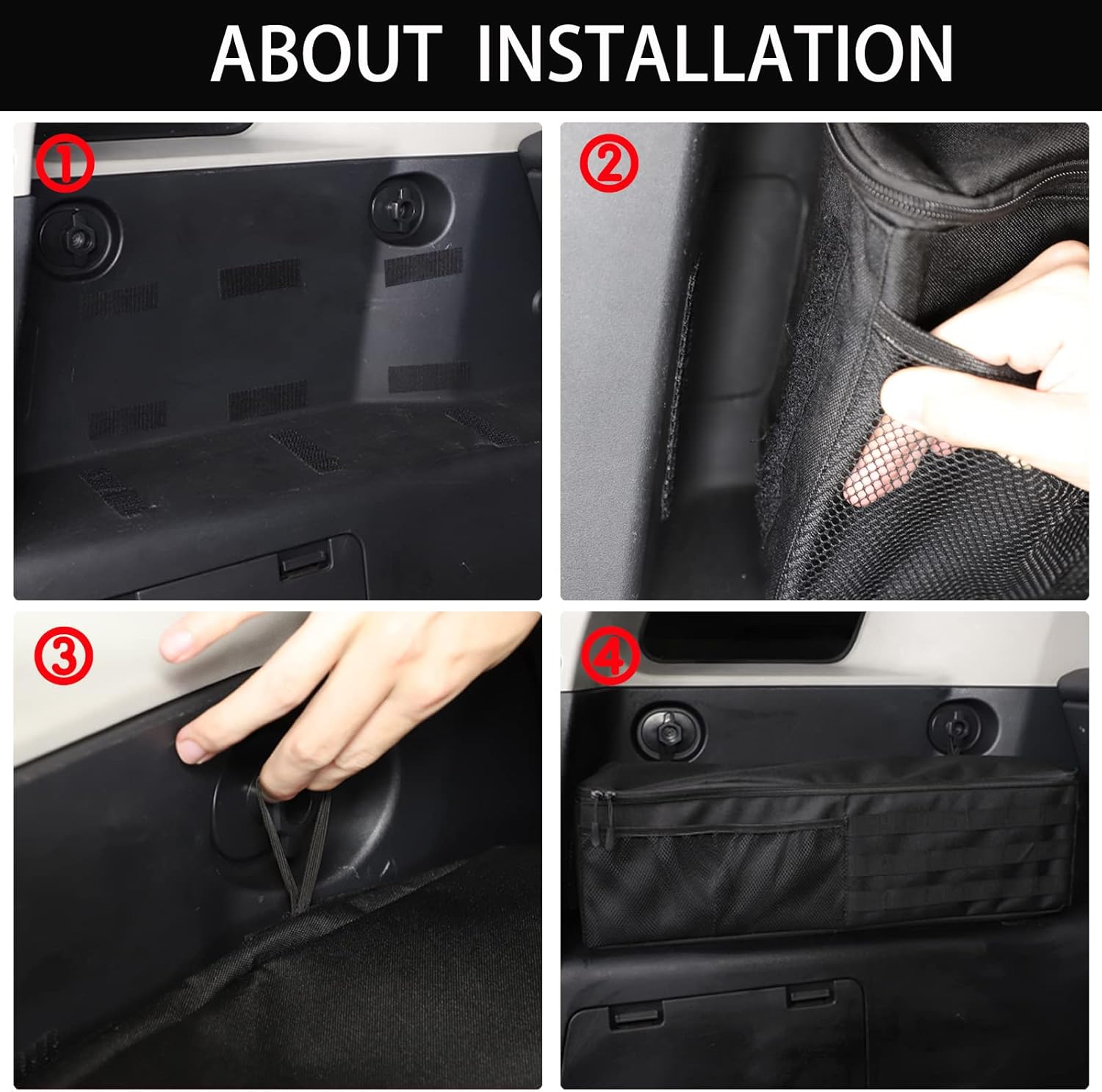 Aunginsy Car Trunk Organizer Compatible with Toyota FJ Cruiser 2007-2021 Trunk Storage Box Left and Right Backseat Hanging Organizer Storage Bag Multi-Compartment Oxford Cloth Space Saving Accessories